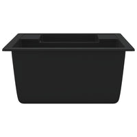 vidaXL Lava-louça cozinha orifício extravas. cuba dupla granito preto