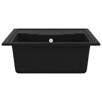 vidaXL Lava-louça cozinha orifício extravasamento oval granito preto