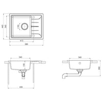 vidaXL Lava-louça cozinha orifício extravasamento oval granito preto