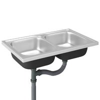 vidaXL Lava-louça cozinha + cuba dupla 800x500x155mm aço inox prateado
