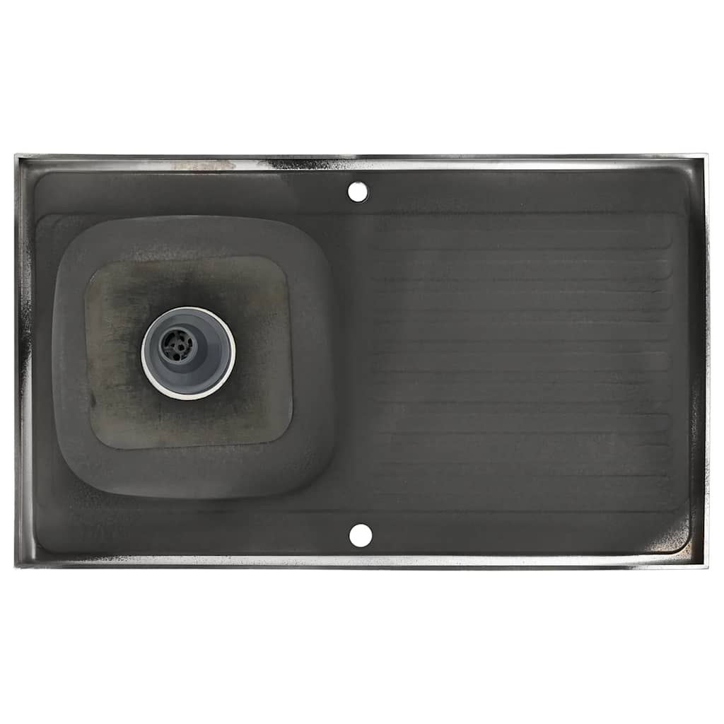 vidaXL Lava-louça cozinha + escorredor aço inox prateado