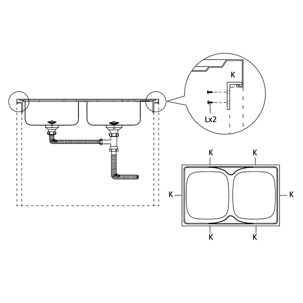 vidaXL Lava-louça cozinha + cuba dupla 1200x500x155 mm inox prateado