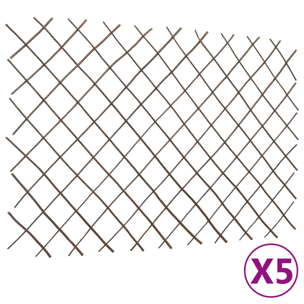 vidaXL Cercas em treliça salgueiro 5 pcs 180x120 cm