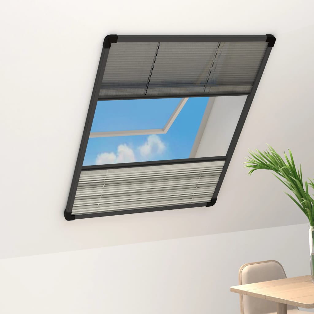 vidaXL Tela anti-insetos plissada janela + quebra-luz alumínio 60x80cm