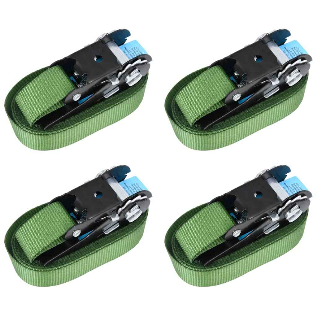 vidaXL Cintas de fixação c/ roquete 4 pcs 800 daN 6 m verde