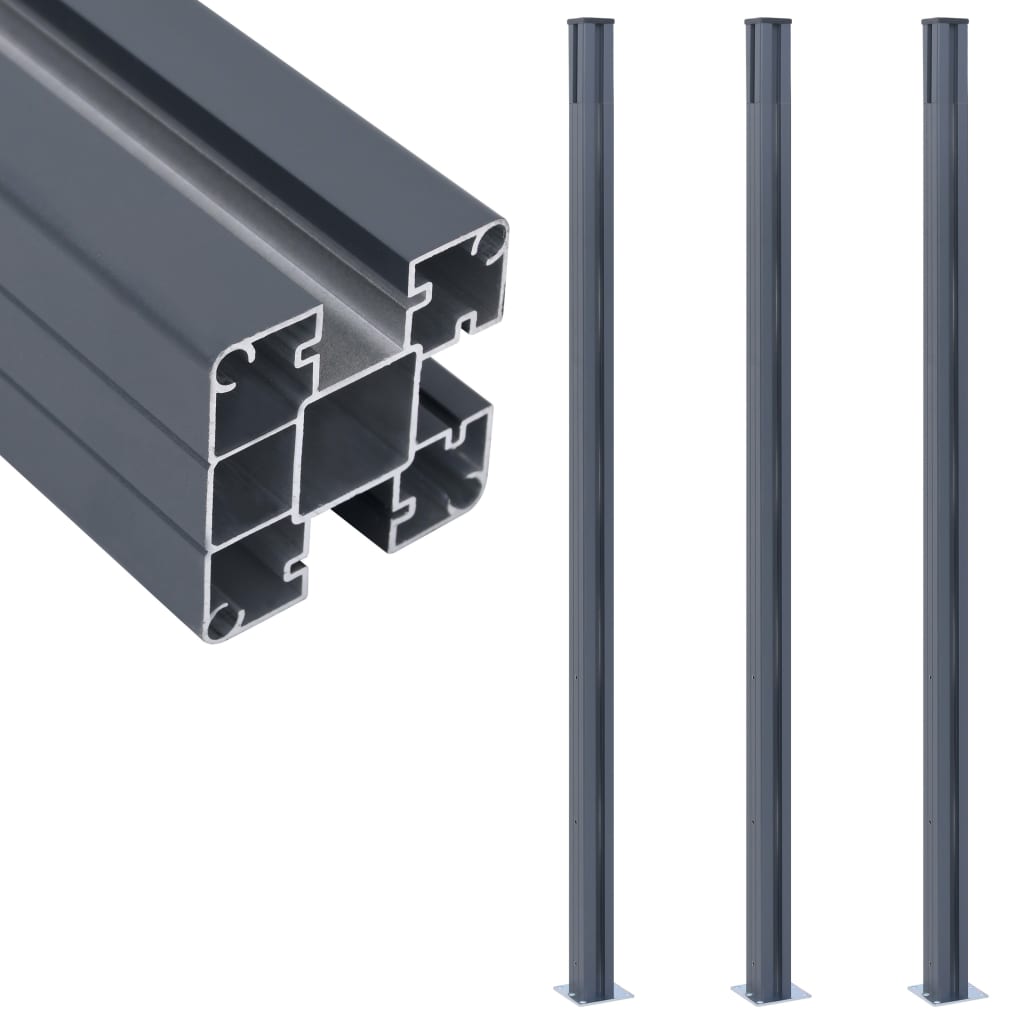 vidaXL Postes de cerca 2 pcs alumínio 185 cm cinzento-escuro