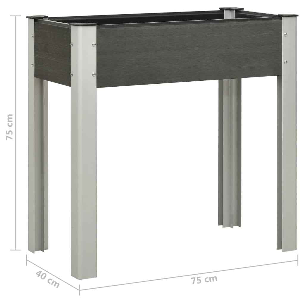 vidaXL Canteiro elevado de jardim 75x40x75 cm WPC cinzento