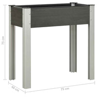 vidaXL Canteiro elevado de jardim 75x40x75 cm WPC cinzento