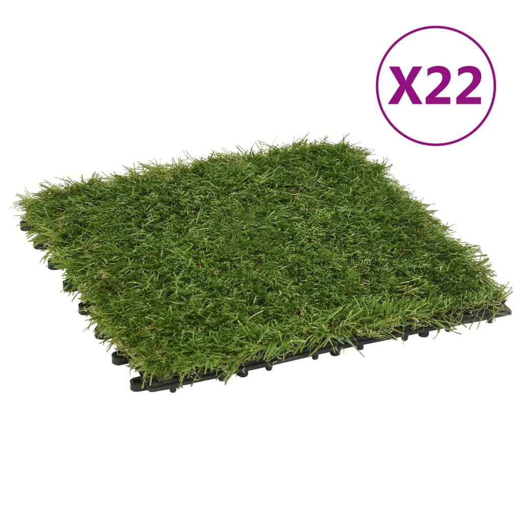 vidaXL Ladrilhos de relva artificial 11 pcs 30x30 cm verde