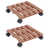 vidaXL Suportes com rodas para vasos 2 pcs Ø30x7,5 cm WPC cinzento