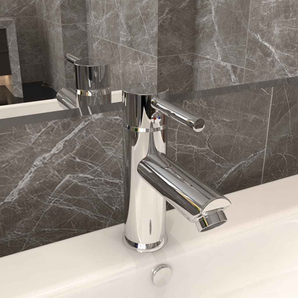vidaXL Torneira para lavatório de casa de banho 130x176 mm cromado