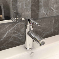 vidaXL Torneira para lavatório de casa de banho 130x176 mm cromado