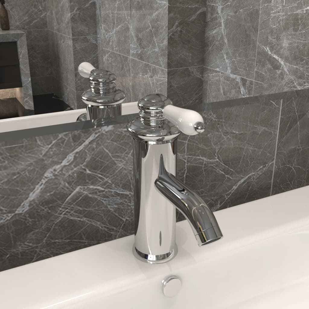 vidaXL Torneira para lavatório de casa de banho 130x180 mm cromado