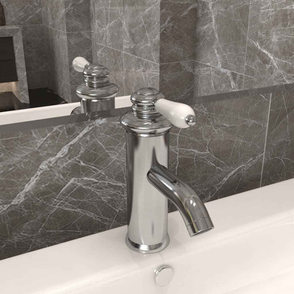 vidaXL Torneira para lavatório de casa de banho 130x180 mm cromado