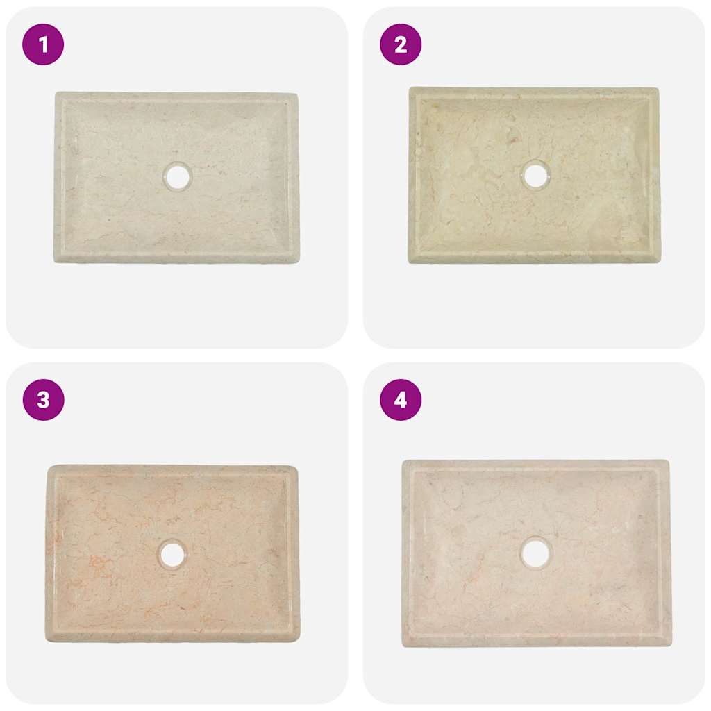 vidaXL Lavatório 50x35x10 cm mármore cor creme