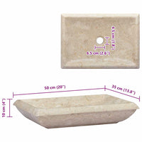 vidaXL Lavatório 50x35x10 cm mármore cor creme
