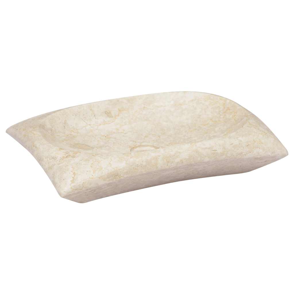vidaXL Lavatório 50x35x10 cm mármore cor creme