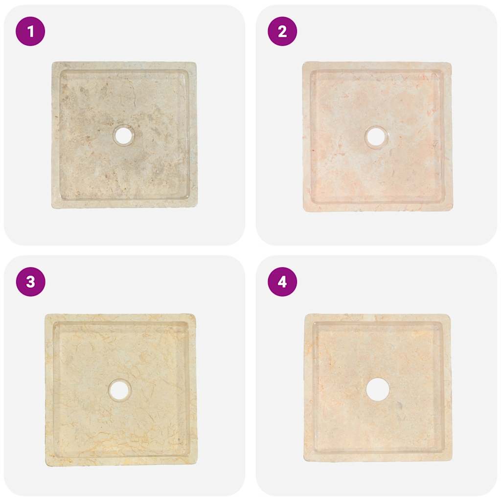 vidaXL Lavatório 40x40x10 cm mármore cor creme