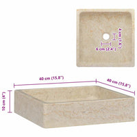 vidaXL Lavatório 40x40x10 cm mármore cor creme