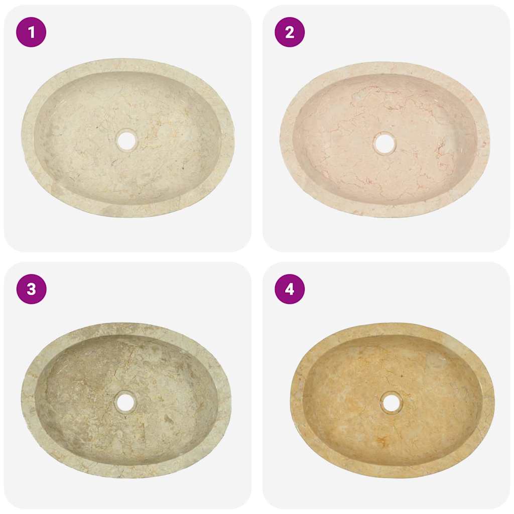 vidaXL Lavatório 53x40x15 mármore cor creme