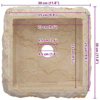 vidaXL Lavatório 30x30x13 mármore cor creme