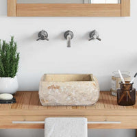 vidaXL Lavatório 30x30x13 mármore cor creme