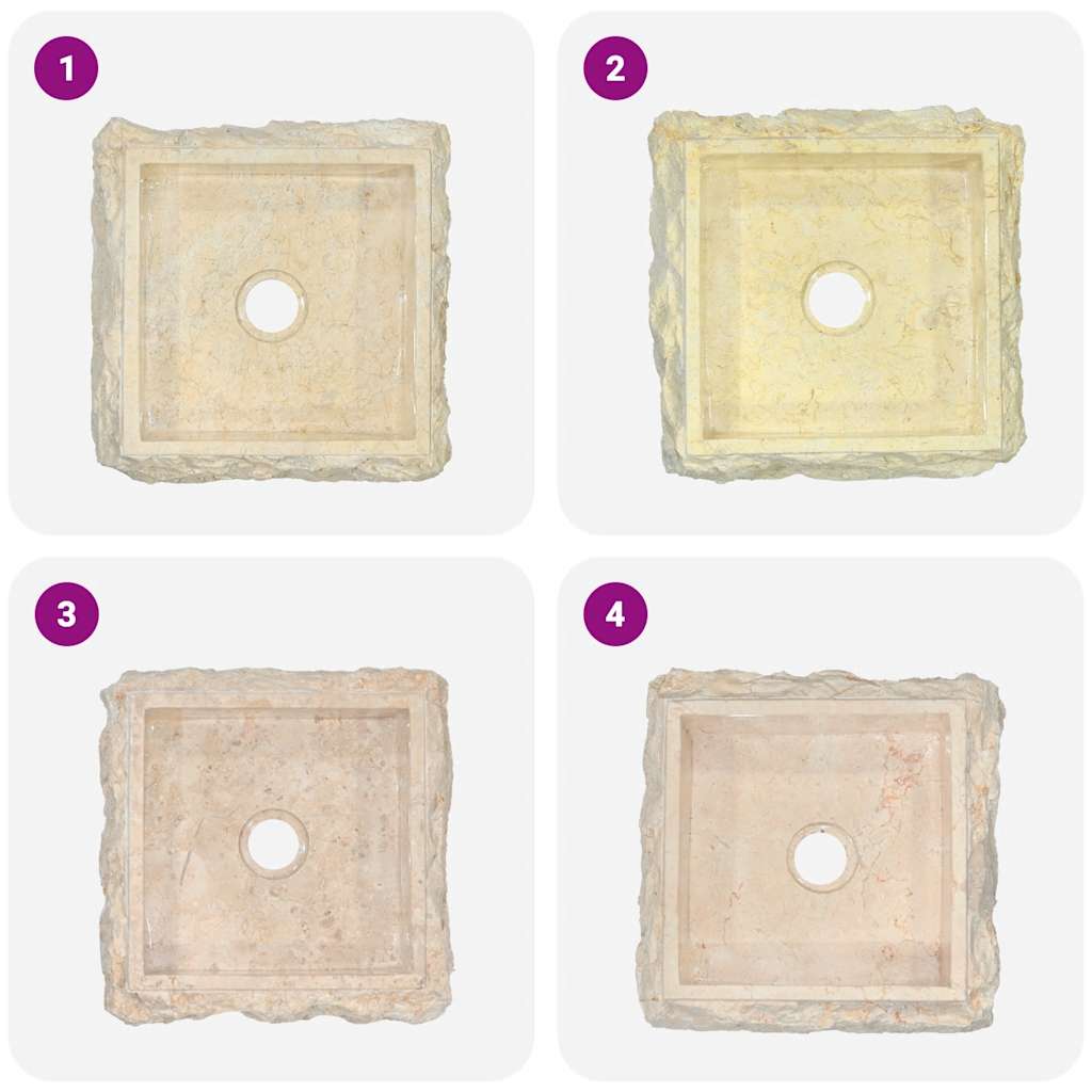 vidaXL Lavatório 30x30x13 mármore cor creme