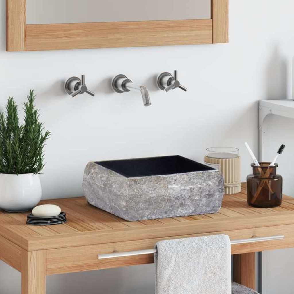 vidaXL Lavatório 30x30x13 mármore cor creme