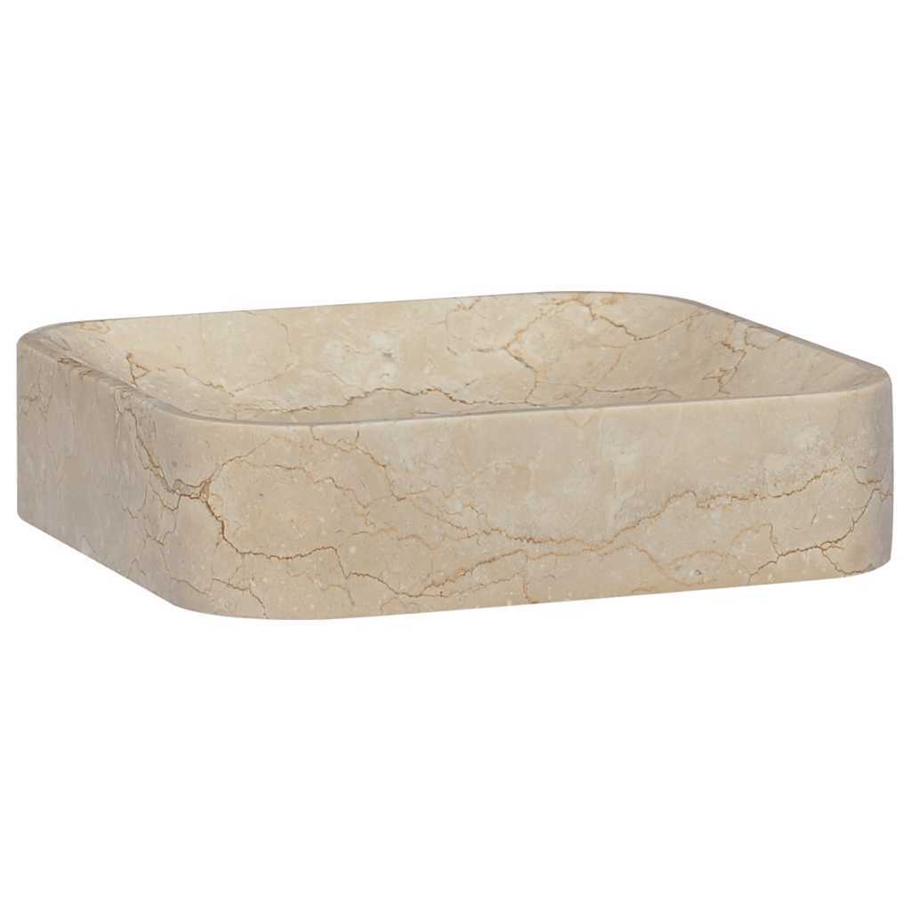 vidaXL Lavatório 40x40x10 cm mármore cor creme