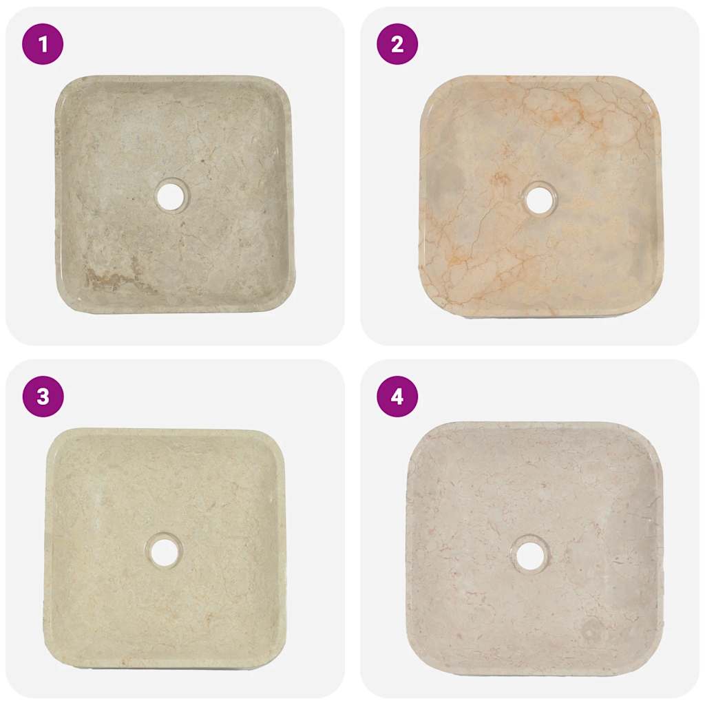 vidaXL Lavatório 40x40x10 cm mármore cor creme