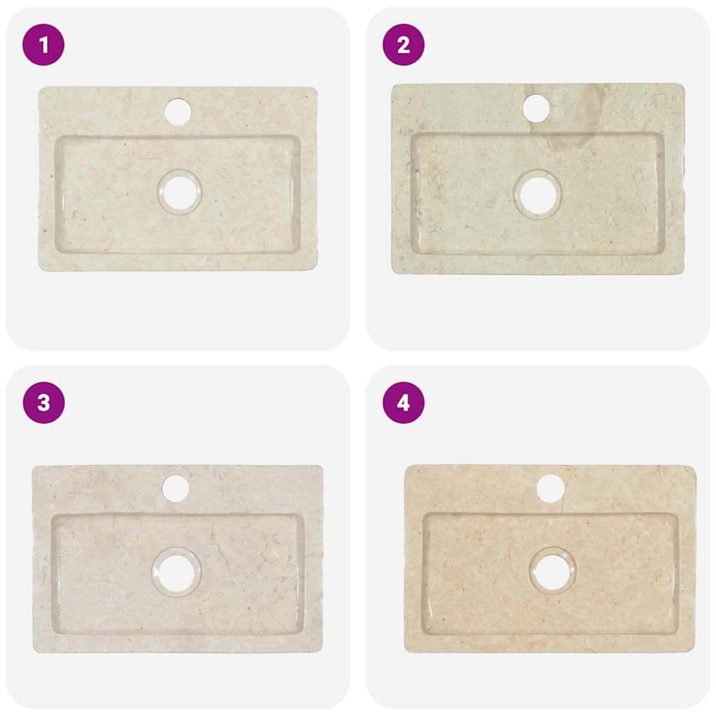 vidaXL Lavatório de parede 38x24x6,5 cm mármore cor creme