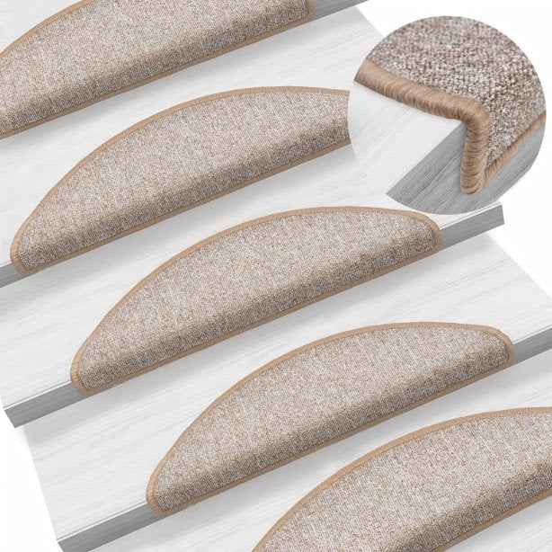 vidaXL Tapetes de escada 15 peças 56x17x3 cm antracite semicircular