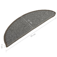 vidaXL Tapetes de escada 15 peças 56x17x3 cm cinza semicircular