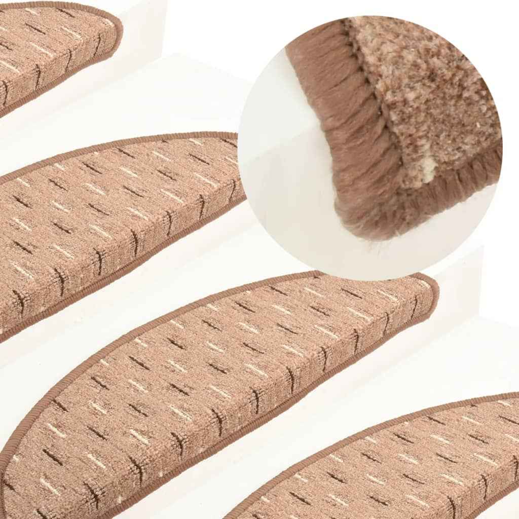 vidaXL Tapete/carpete para degraus 15 pcs 65x21x4 cm castanho