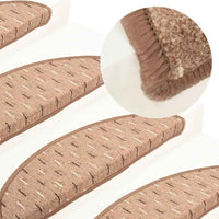 vidaXL Tapete/carpete para degraus 15 pcs 65x21x4 cm castanho