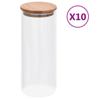 vidaXL Frascos de vidro com tampas de bambu 6 pcs 600 ml