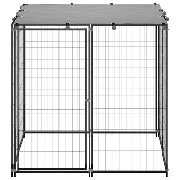 vidaXL Canil para cães 110x110x110 cm aço preto