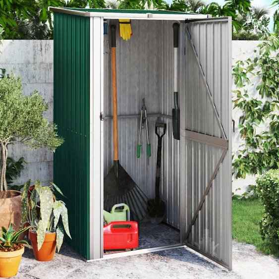 vidaXL Abrigo de jardim verde 118,5x97x209,5 cm aço galvanizado