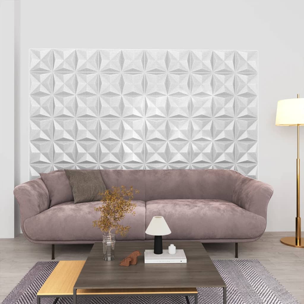 vidaXL Painéis de parede 3D 24 pcs 50x50 cm 6 m² branco diamante