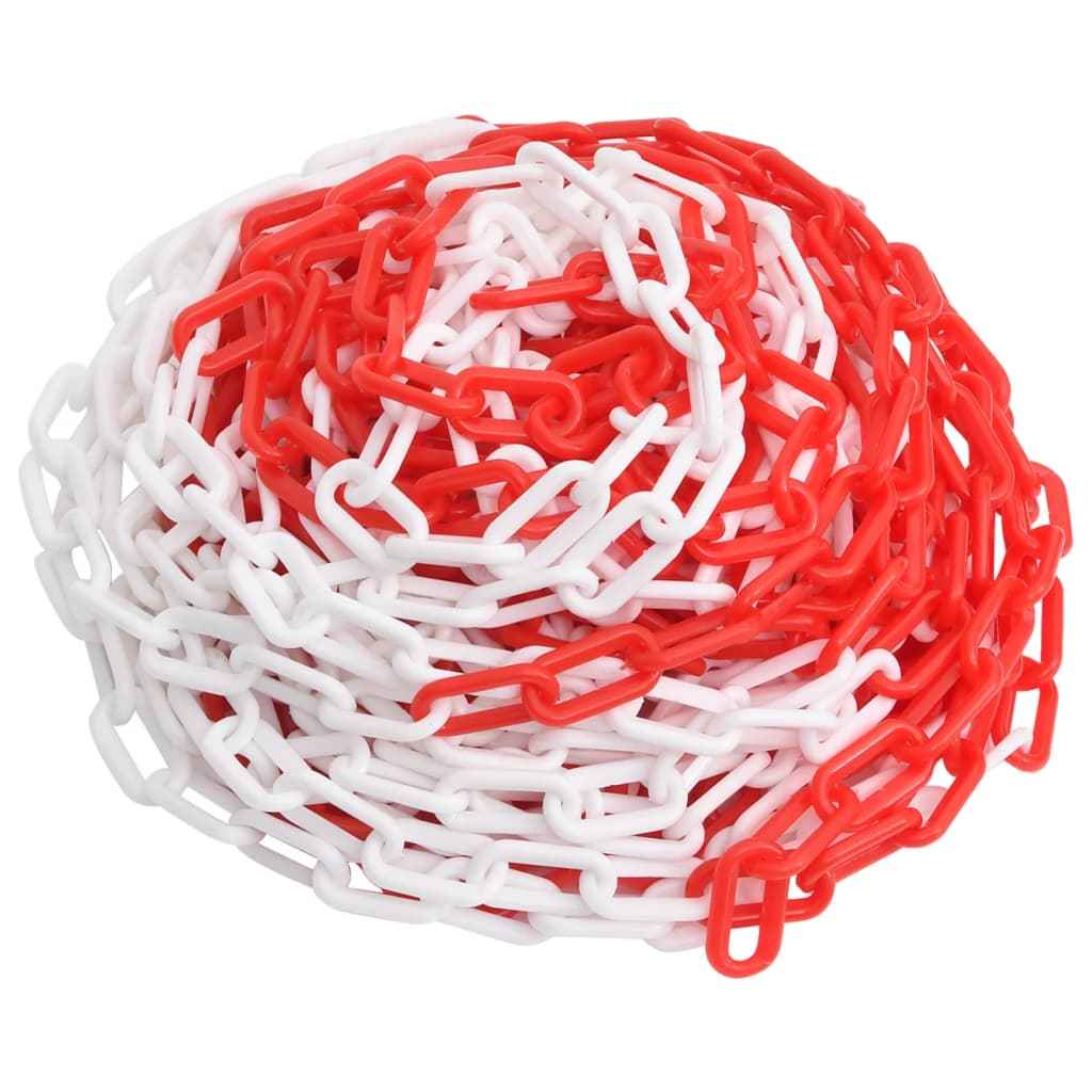 Cadeia de plástico de aviso, branco e vermelho, 30 m