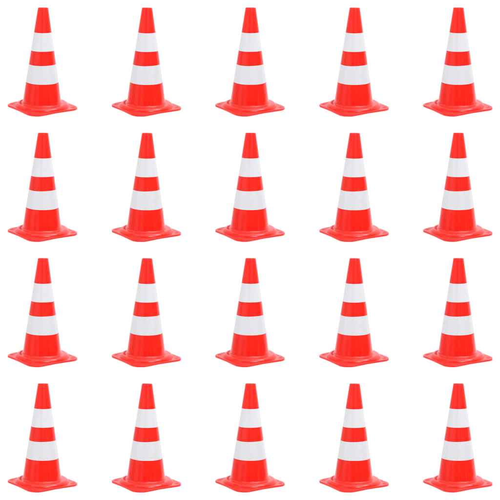 10 cones de sinalização viária reflexivos vermelho e branco, 50 cm