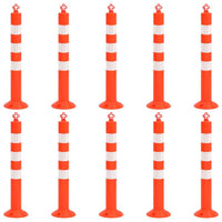 vidaXL Postes amarração p/ controlo trânsito + corrente 10 pcs PE 75cm