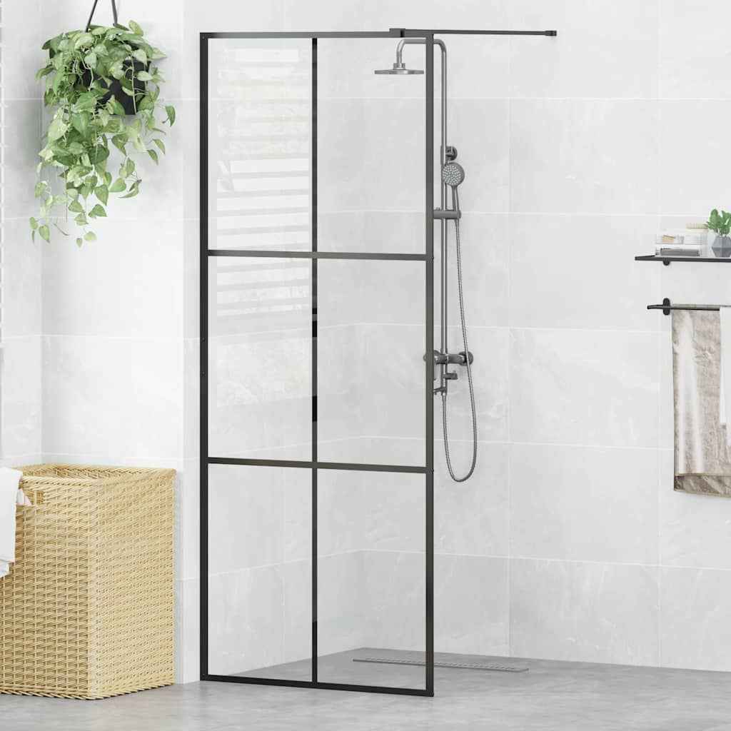 vidaXL Divisória de chuveiro 80x195 cm vidro transparente ESG preto