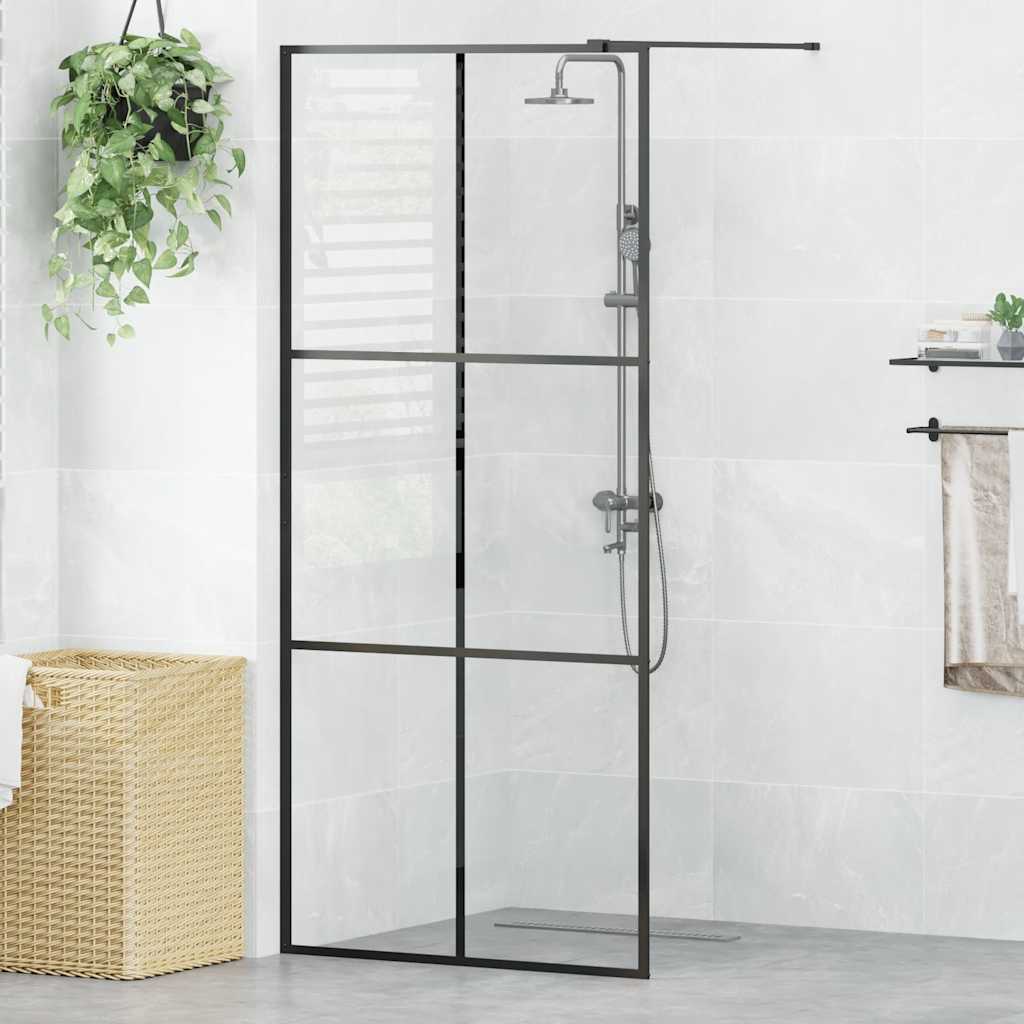 vidaXL Divisória de chuveiro 80x195 cm vidro transparente ESG preto