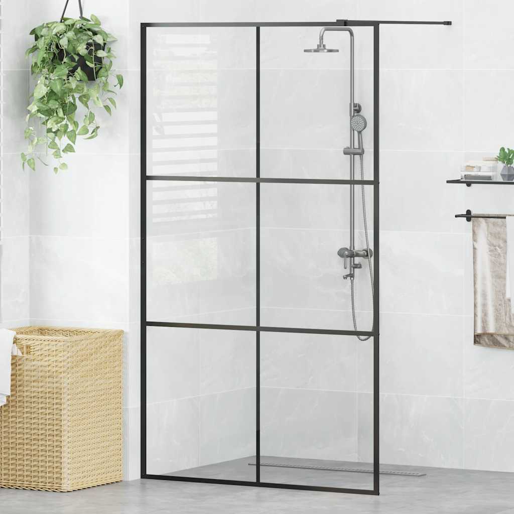 vidaXL Divisória de chuveiro 80x195 cm vidro transparente ESG preto