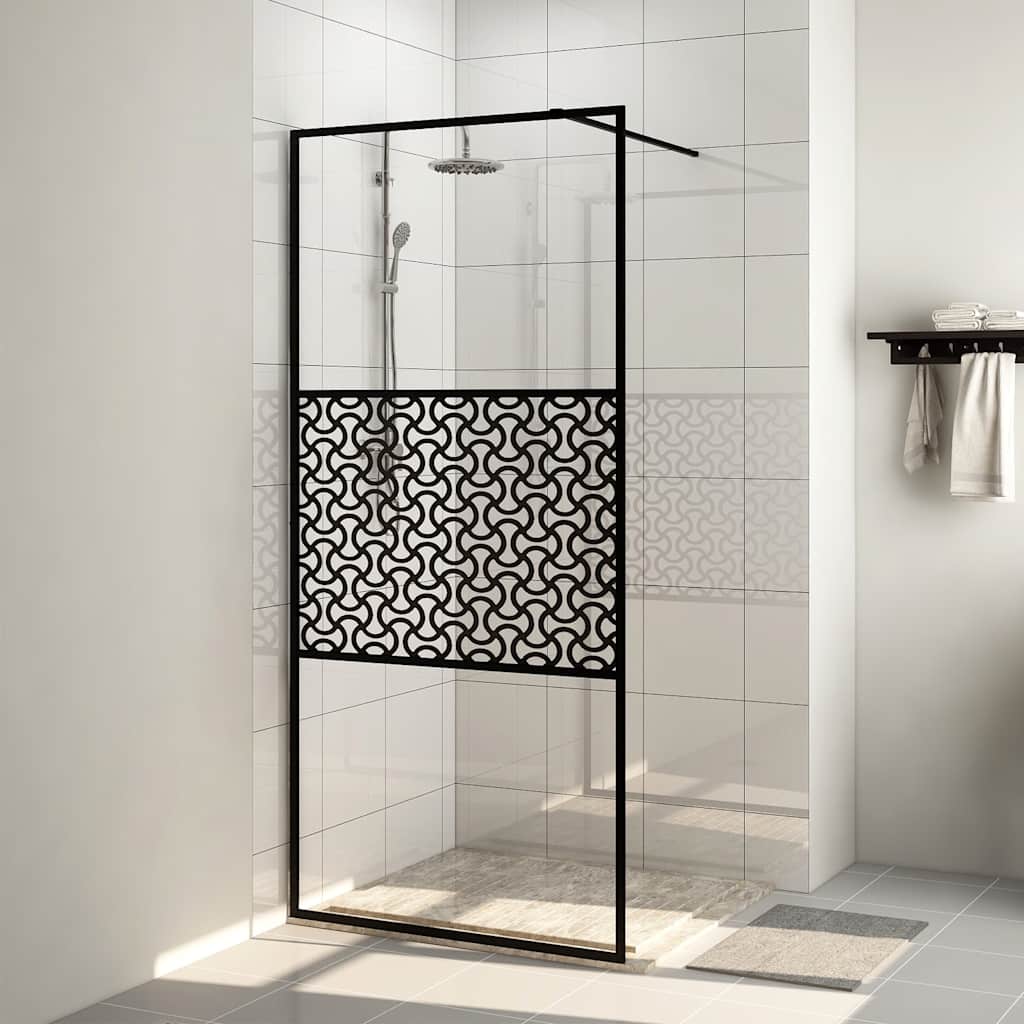 vidaXL Divisória de chuveiro 80x195 cm vidro transparente ESG preto