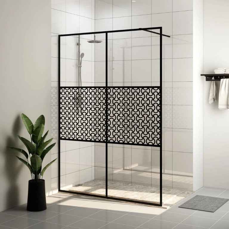 vidaXL Divisória de chuveiro 80x195 cm vidro transparente ESG preto