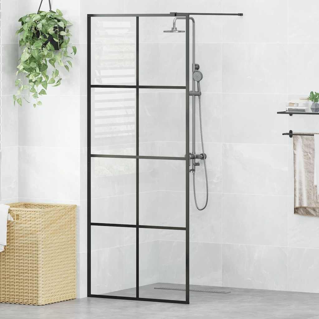 vidaXL Divisória de chuveiro 80x195 cm vidro transparente ESG preto