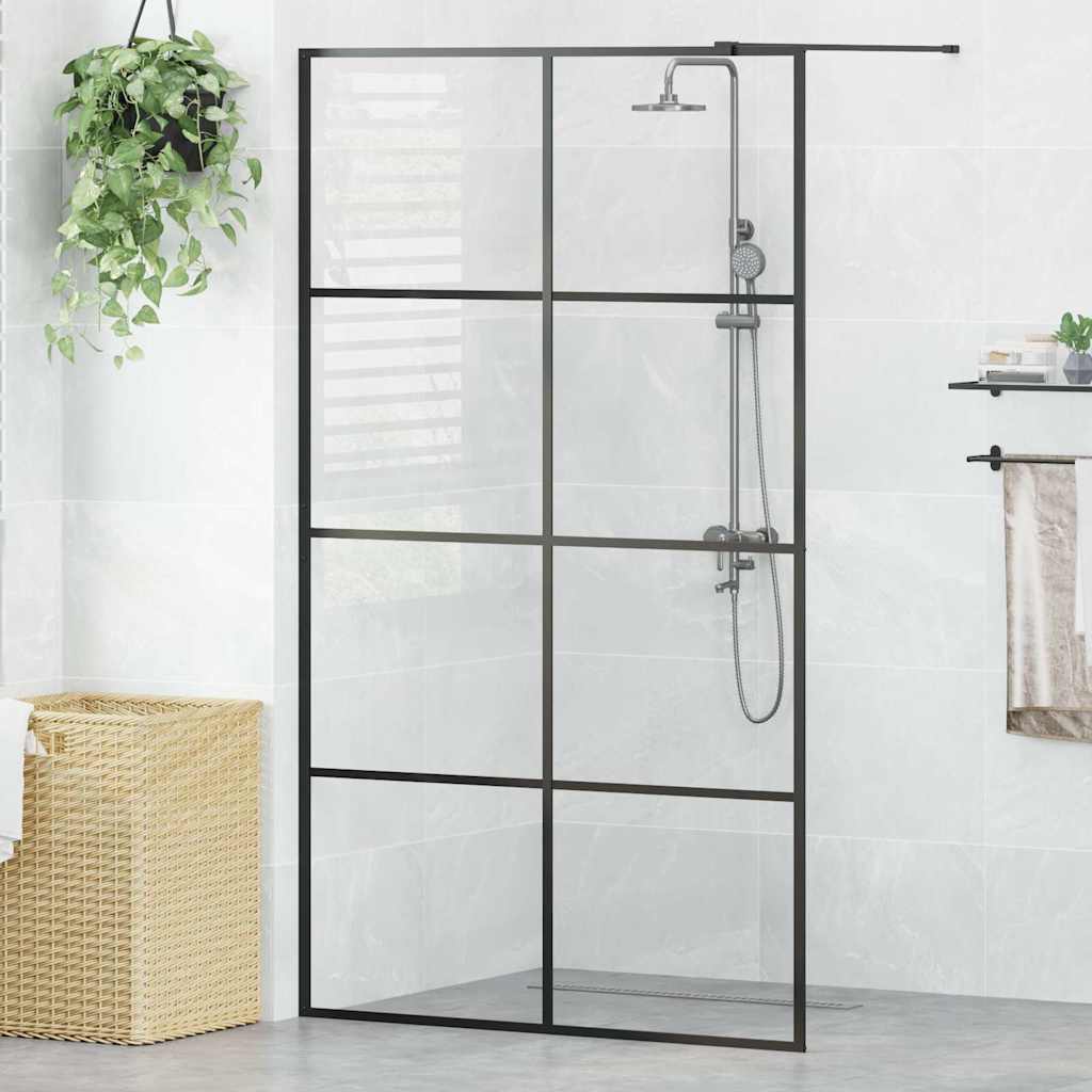 vidaXL Divisória de chuveiro 80x195 cm vidro transparente ESG preto