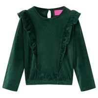 Blusa para criança com folhos verde-escuro 92